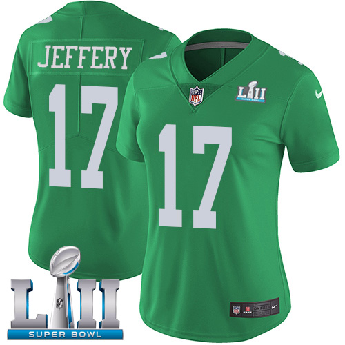 Nike Eagles #17 Alshon Jeffery Green Super Bowl LII Women's Stitched NFL Limited Rush Jersey